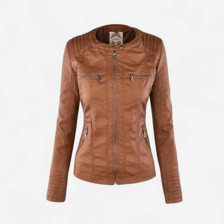 Coralyra | Elegante Lederjacke mit Kapuze