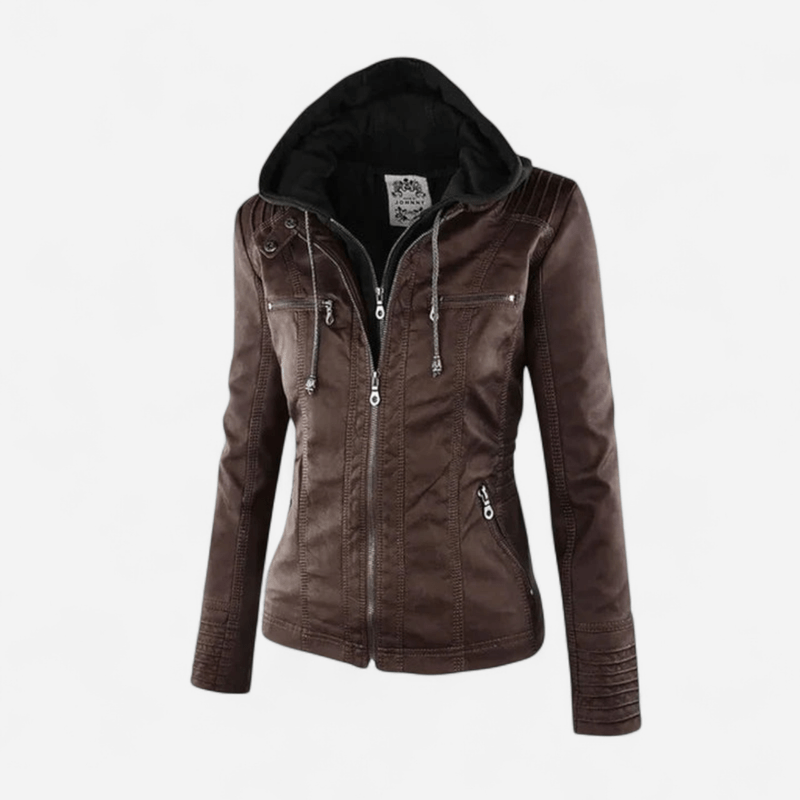 Coralyra | Elegante Lederjacke mit Kapuze