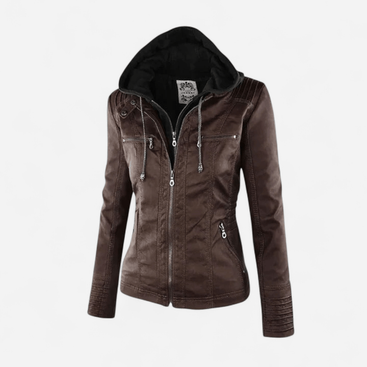 Coralyra | Elegante Lederjacke mit Kapuze
