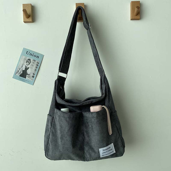 Wiesbaden | Klassische Canvas Cord Schultertasche