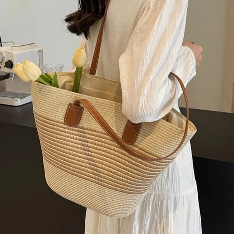 Miami | Geräumige Stroh-Schultertasche