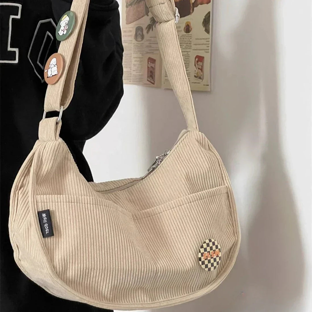 Chicago | Klassische Cord-Schultertasche für Damen
