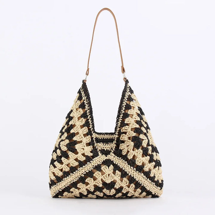 Malaga | Handgewebte Stroh-Bohème-Tasche