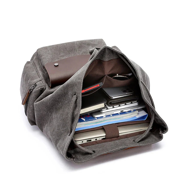 Tripoli | Canvas Laptop‑Rucksack mit Leder