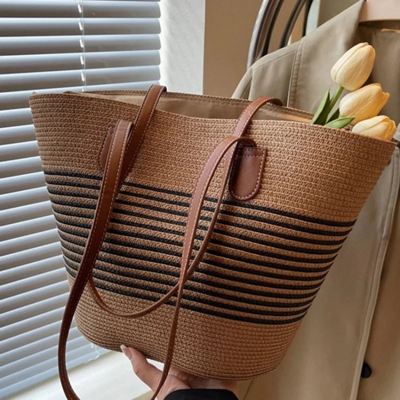 Miami | Geräumige Stroh-Schultertasche