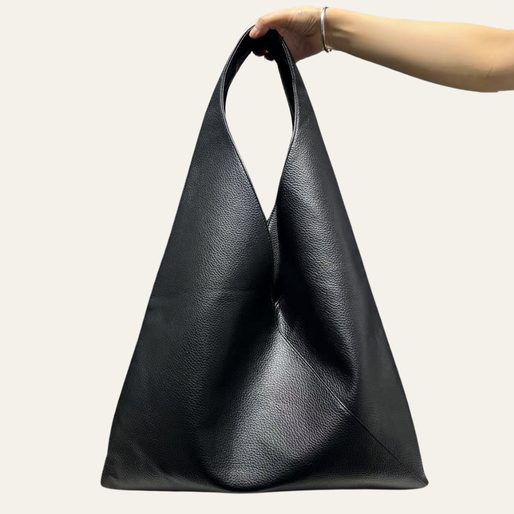 Nantes | XL Kunstleder-Cabas in Schwarz