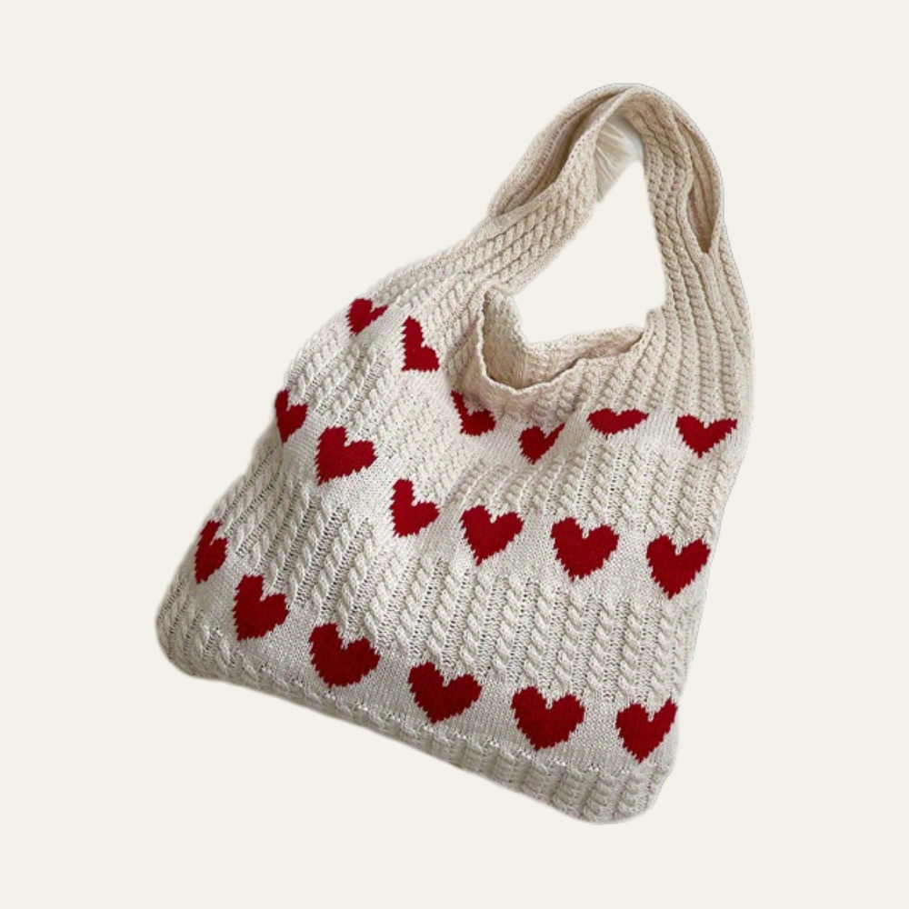 Genf | Strick-Tasche mit rotem Herz