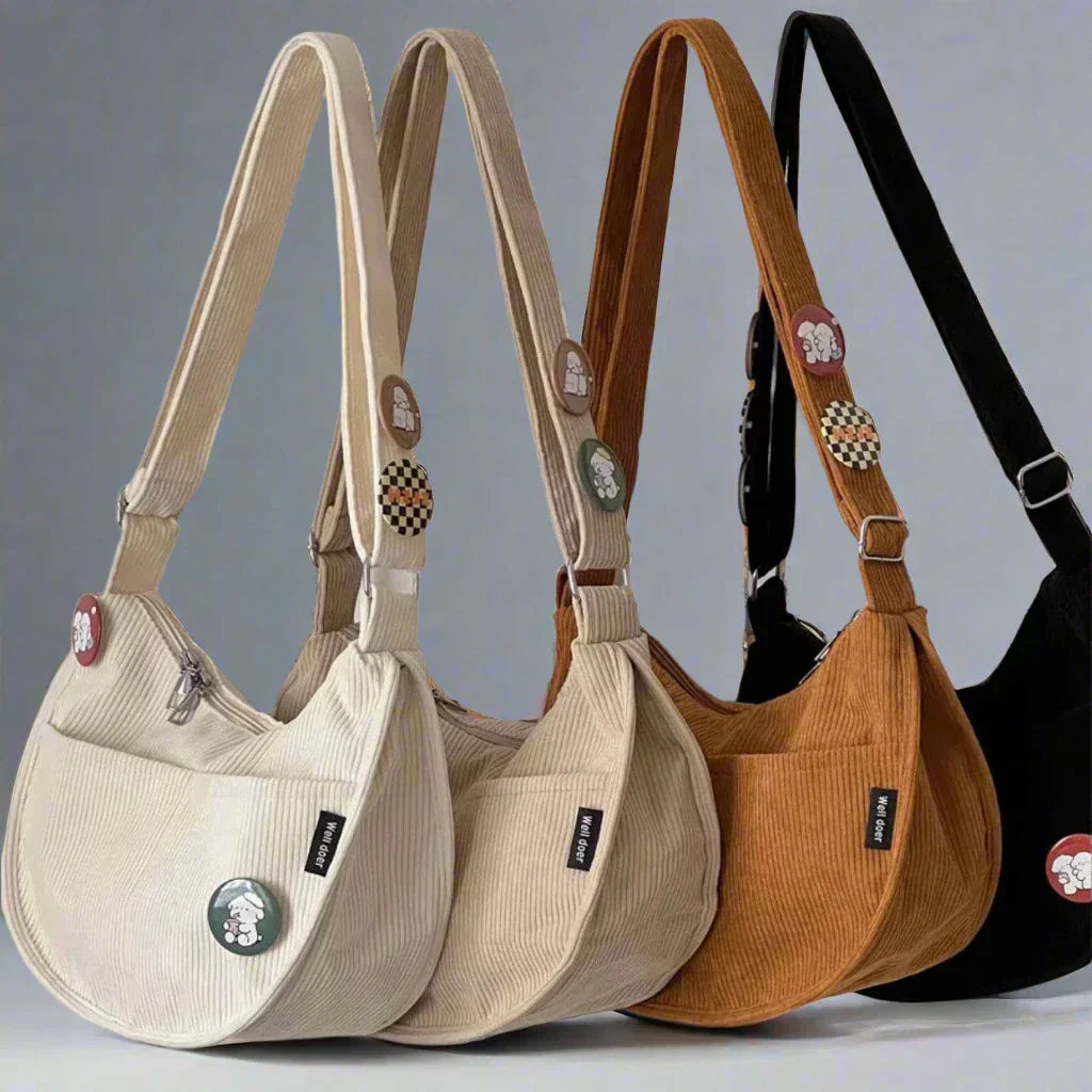 Chicago | Klassische Cord-Schultertasche für Damen