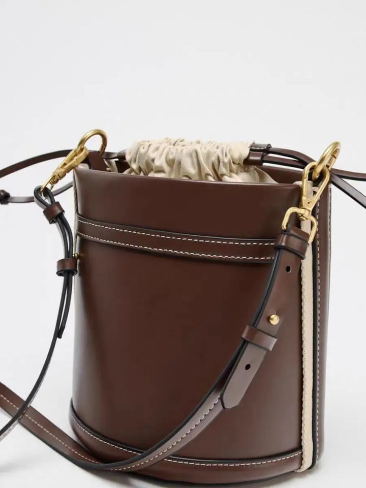 Ahvaz | braune Bucket Bag mit Kordelzug