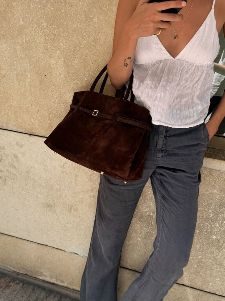 Ulsan | Braune Wildleder Handtasche