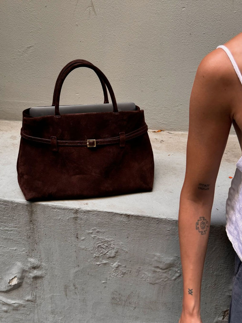 Ulsan | Braune Wildleder Handtasche