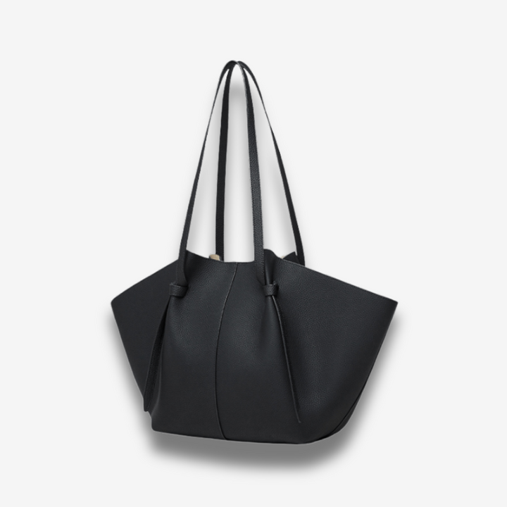 Sohar | Schwarze Leder-Tote mit Beutel