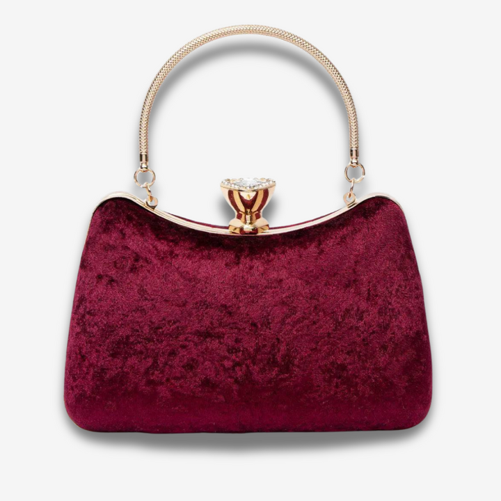Quelimane | Samt Clutch mit Kristallgriff