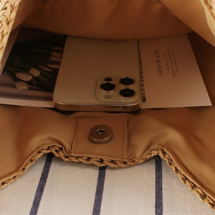Malaga | Handgewebte Stroh-Bohème-Tasche