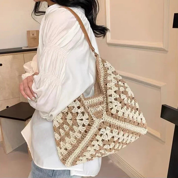 Malaga | Handgewebte Stroh-Bohème-Tasche