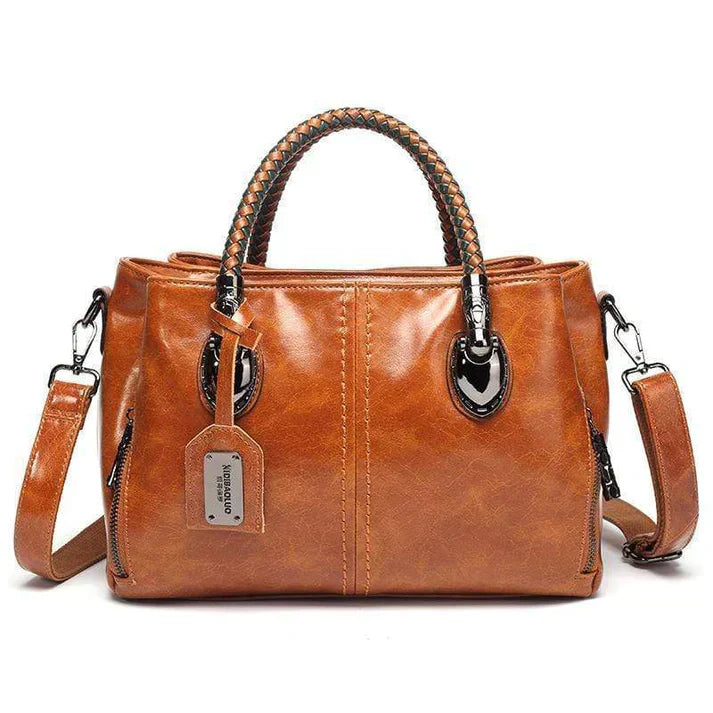 Hamamatsu | Klassische Ledertasche mit Flechtdetails