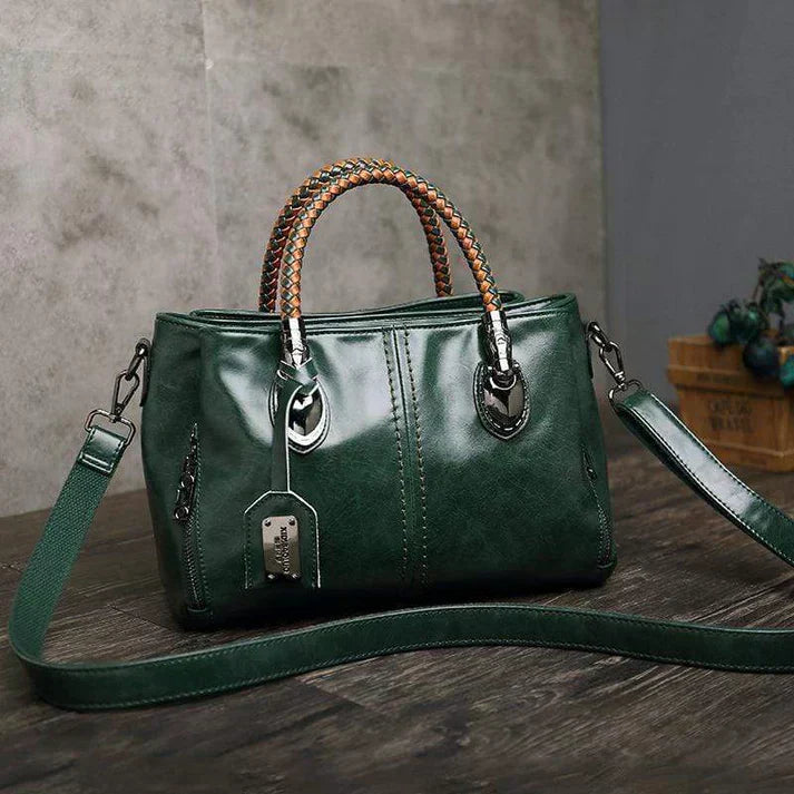 Hamamatsu | Klassische Ledertasche mit Flechtdetails