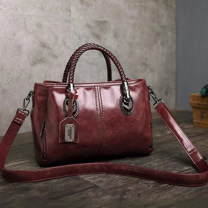 Hamamatsu | Klassische Ledertasche mit Flechtdetails
