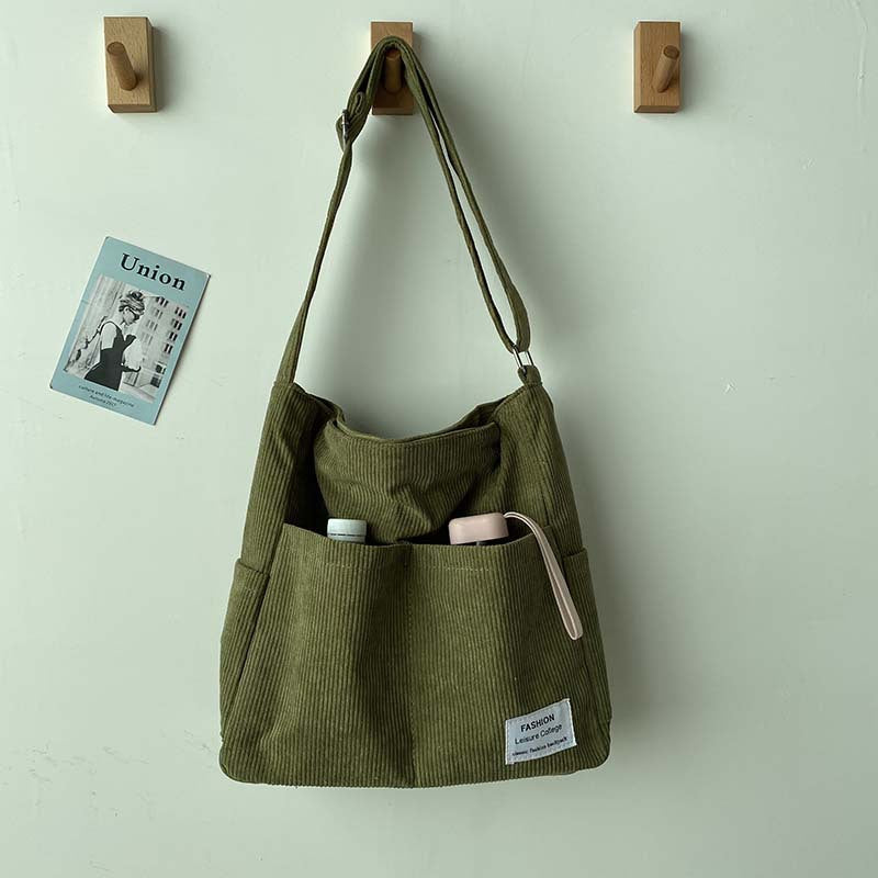 Wiesbaden | Klassische Canvas Cord Schultertasche