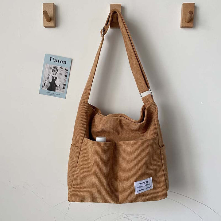 Wiesbaden | Klassische Canvas Cord Schultertasche