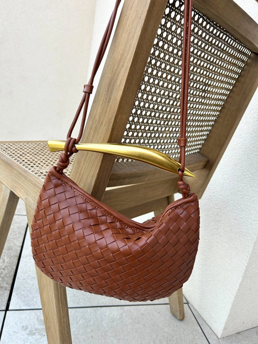 Plovdiv | Geflochtene Leder‑Handtasche mit Bügelgriff