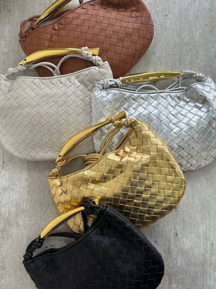 Plovdiv | Geflochtene Leder‑Handtasche mit Bügelgriff