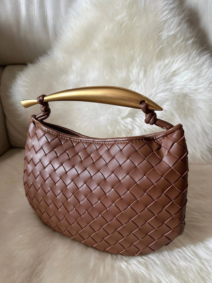 Plovdiv | Geflochtene Leder‑Handtasche mit Bügelgriff