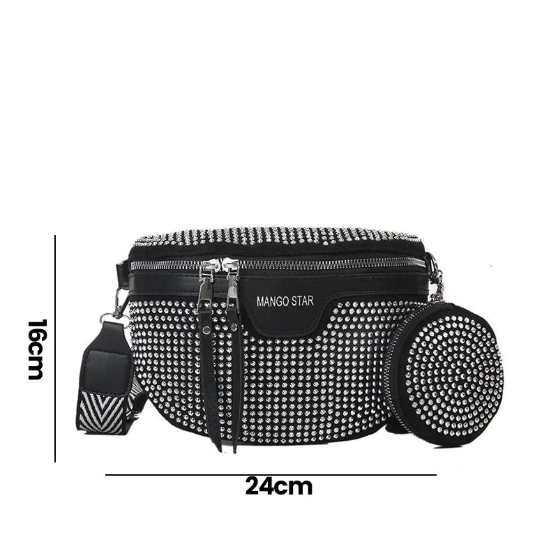Cali | Glitzernde Strass‑Schultertasche