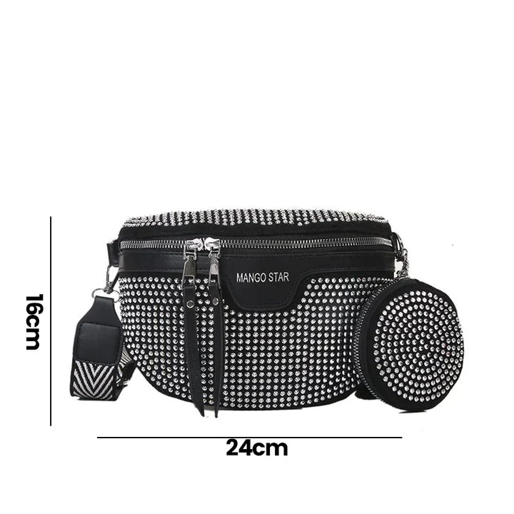 Cali | Glitzernde Strass‑Schultertasche