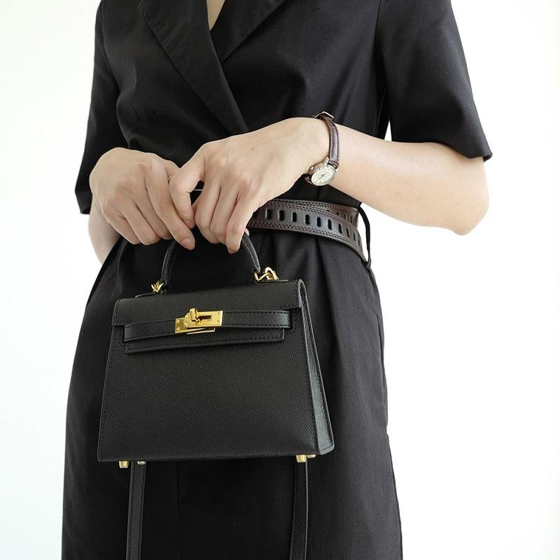 Limoges | Elegante Schwarze Leder Handtasche