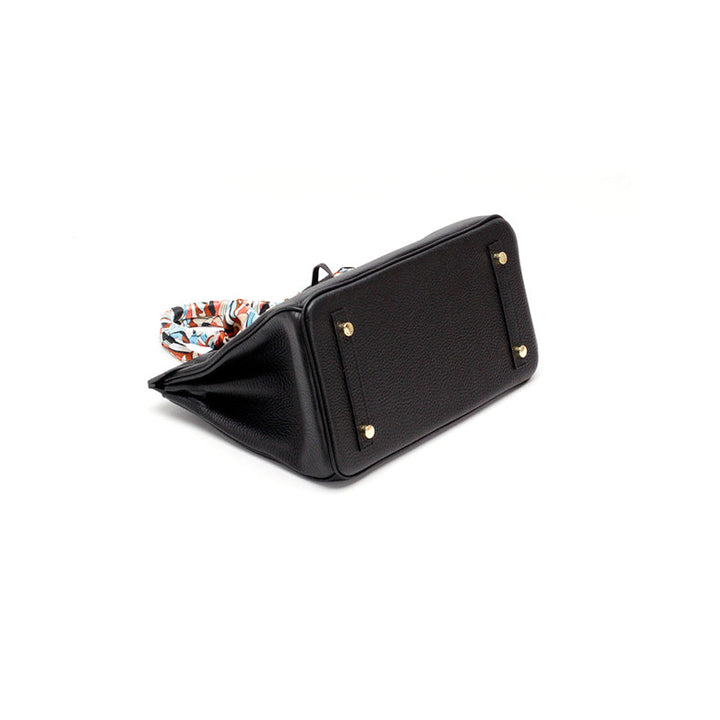 Bologna | Schwarzer strukturierter Satchel mit Scarf