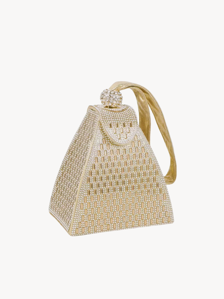 Hebron | goldene Kristall Pyramid Clutch