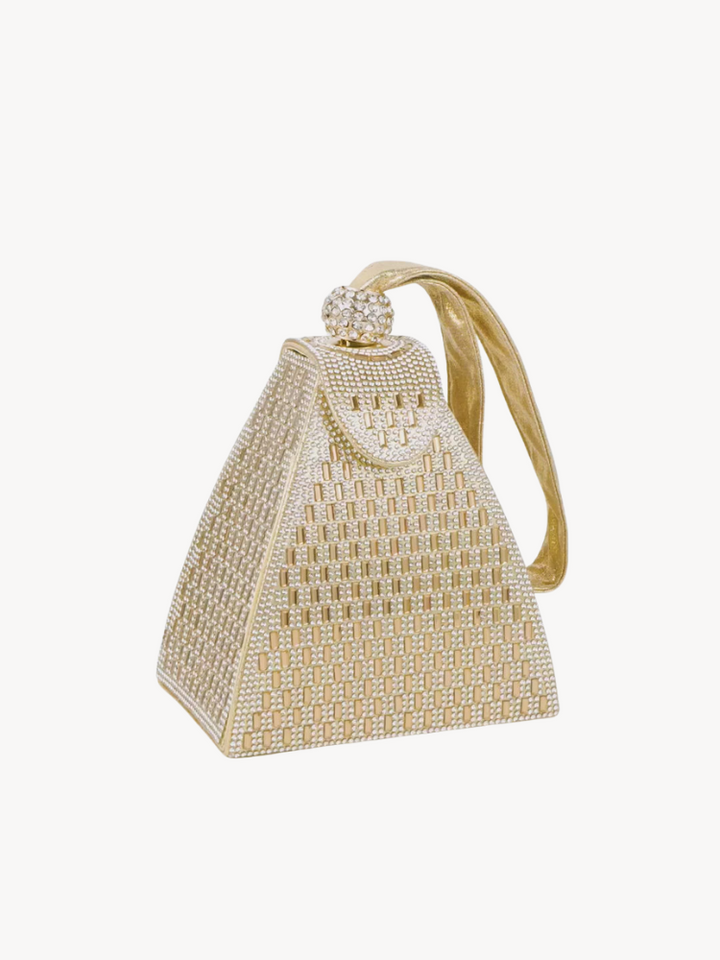 Hebron | goldene Kristall Pyramid Clutch