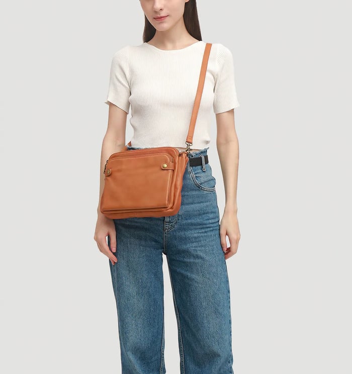 Kanchanaburi | Geräumige elegante Schultertasche Leder