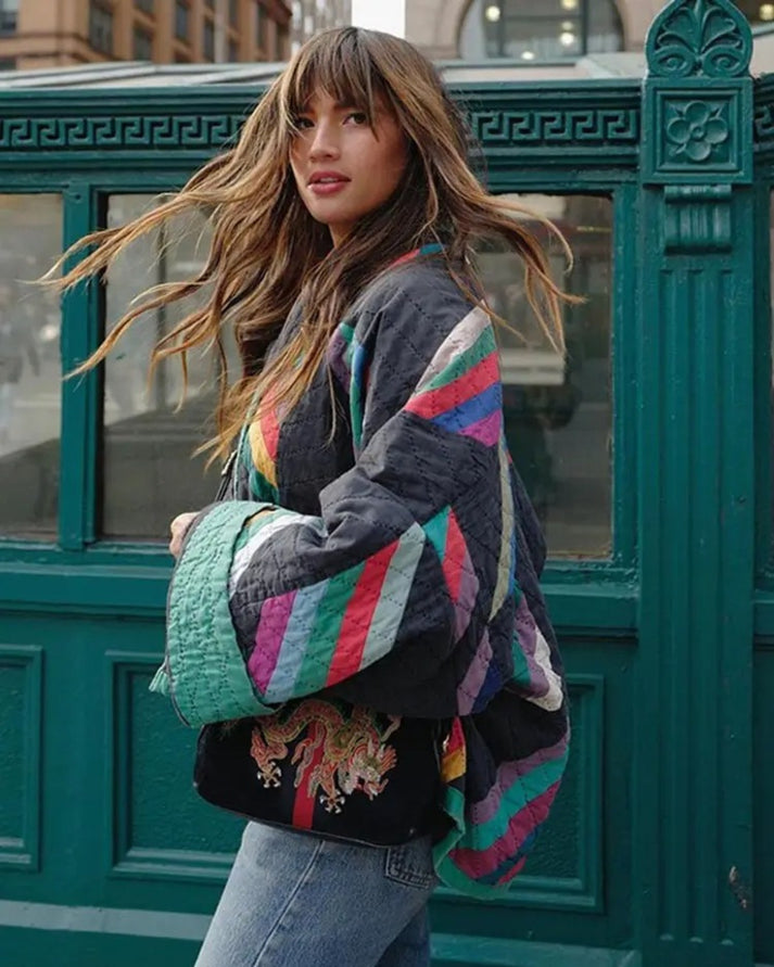 Irivienne | Retro Patchwork Mantel Damen