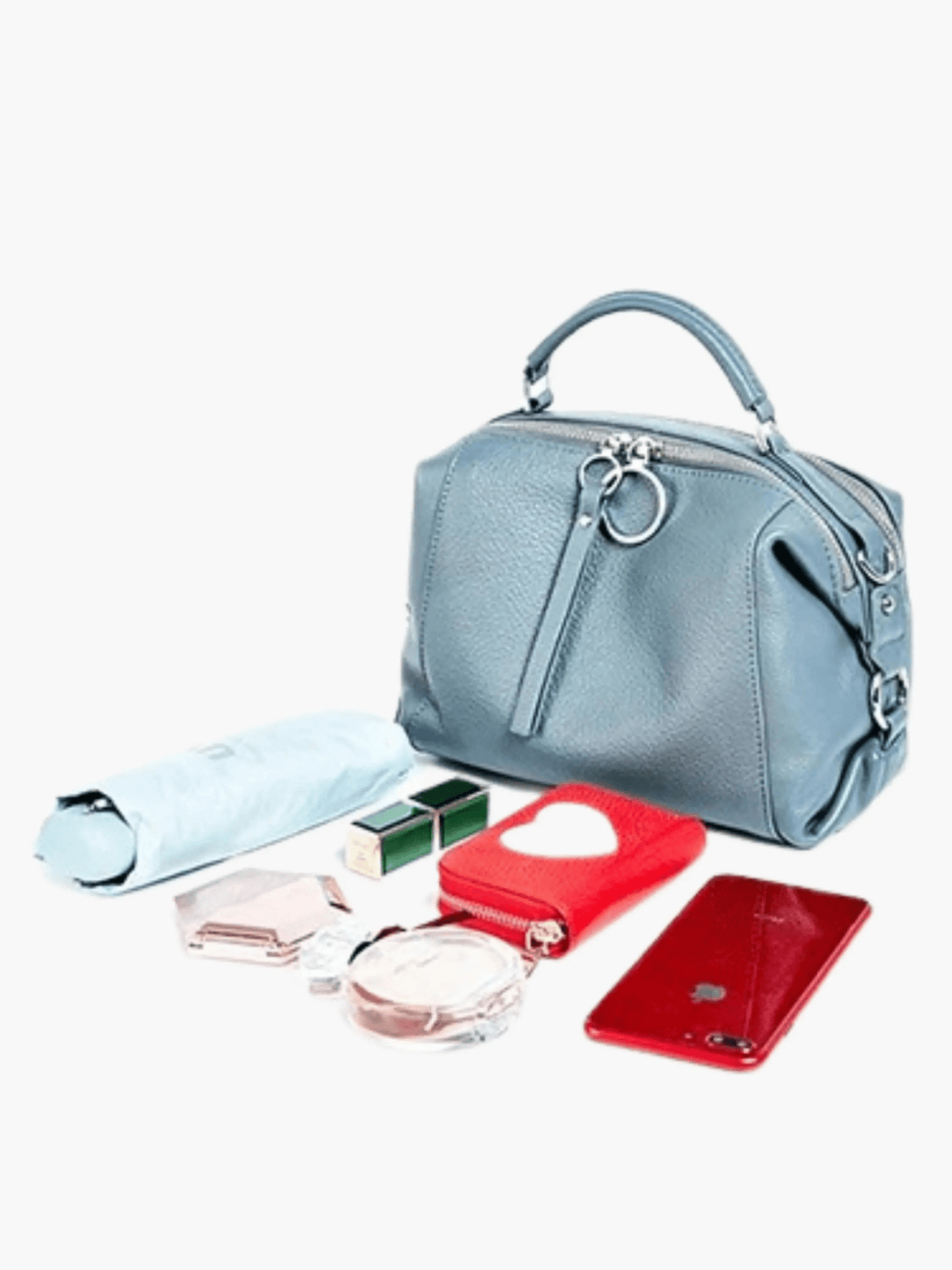 Iquique | Strukturierter Leder-Satchel Blau
