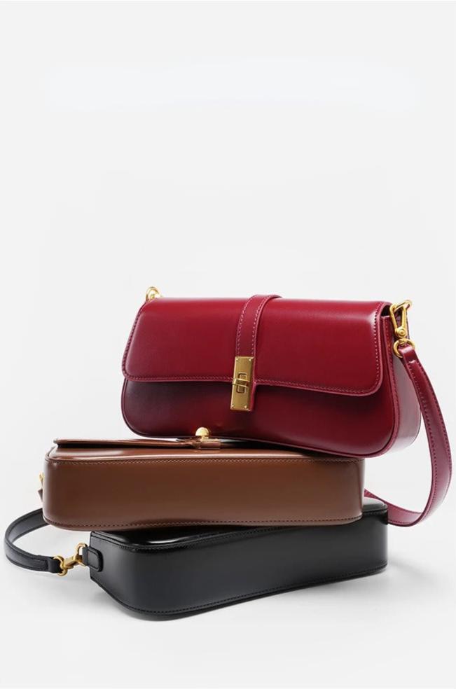 Lindi | Elegante Baguette-Ledertasche mit Schloss
