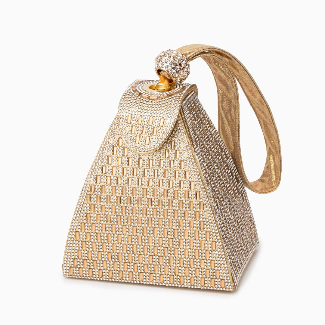 Hebron | goldene Kristall Pyramid Clutch
