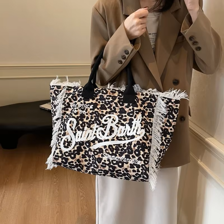 Delhi | Große Laptoptasche Leopard-Print