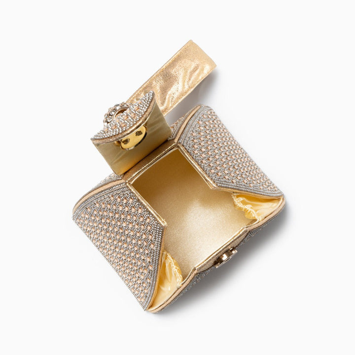 Hebron | goldene Kristall Pyramid Clutch