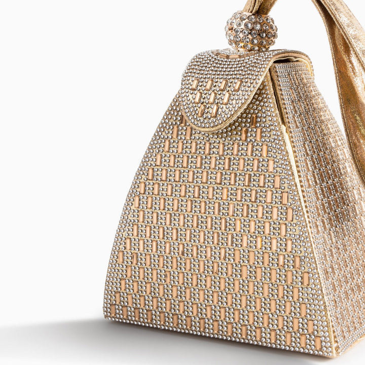 Hebron | goldene Kristall Pyramid Clutch