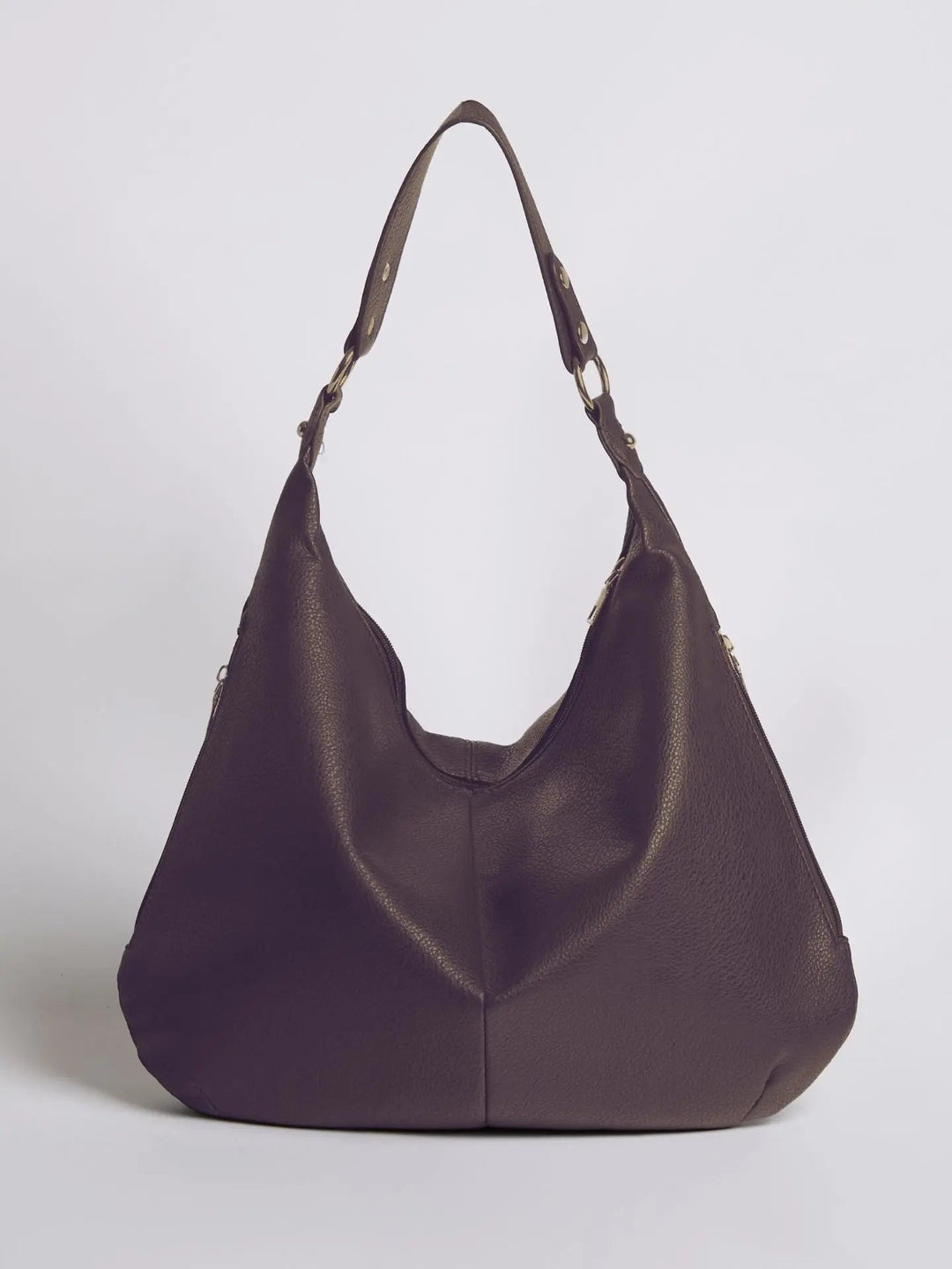 Teresina | Schlichte schwarze Leder‑Hobo‑Bag