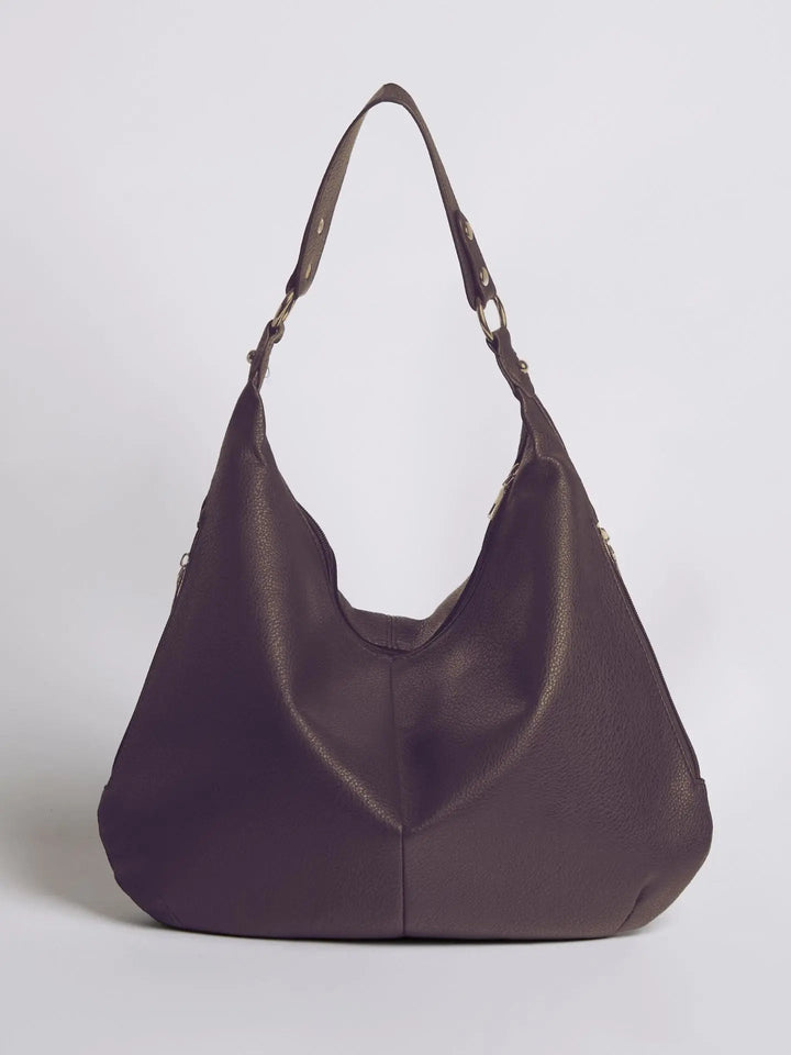 Teresina | Schlichte schwarze Leder‑Hobo‑Bag