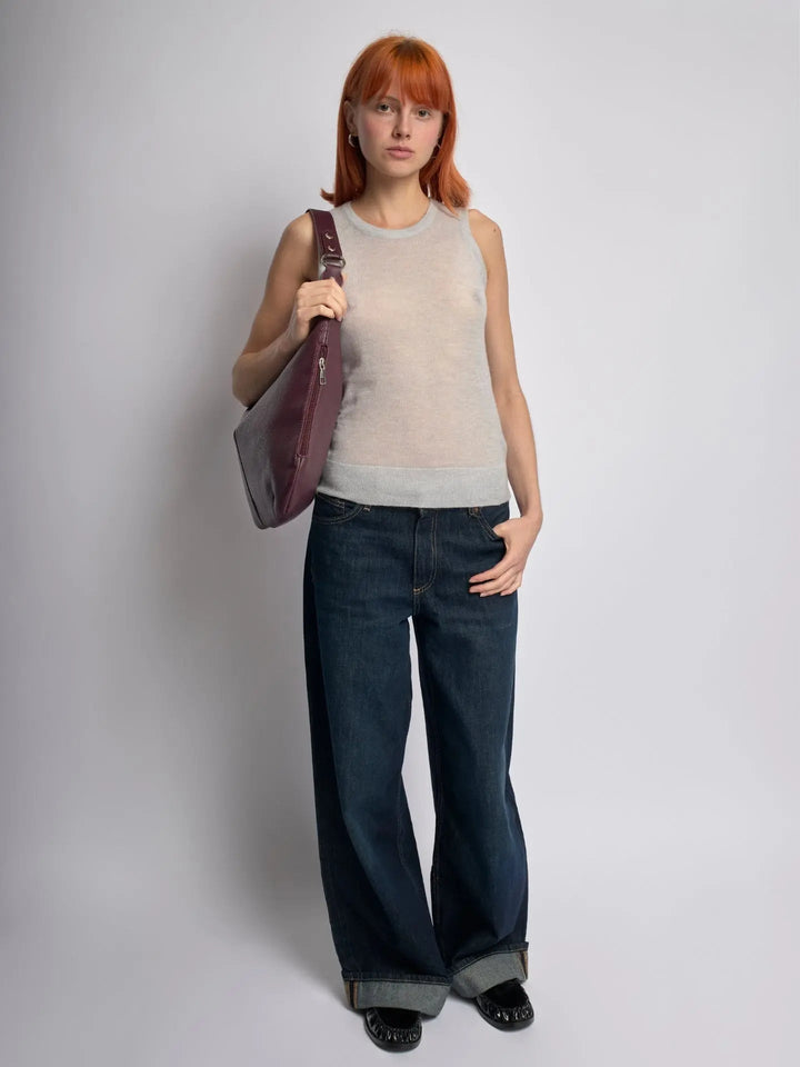 Teresina | Schlichte schwarze Leder‑Hobo‑Bag