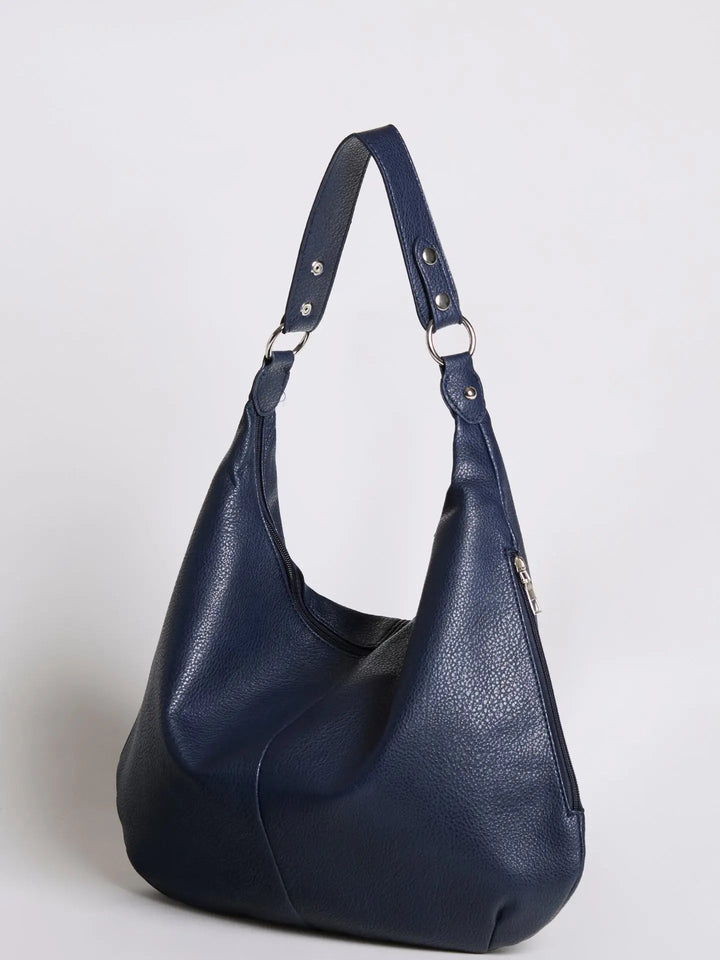 Teresina | Schlichte schwarze Leder‑Hobo‑Bag