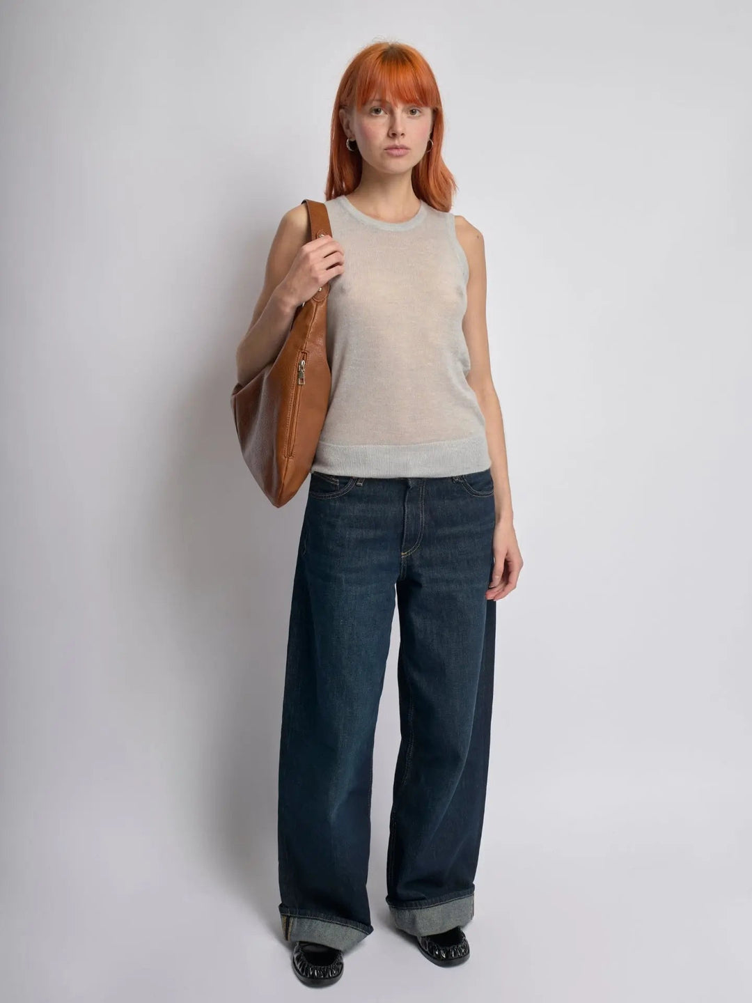 Teresina | Schlichte schwarze Leder‑Hobo‑Bag
