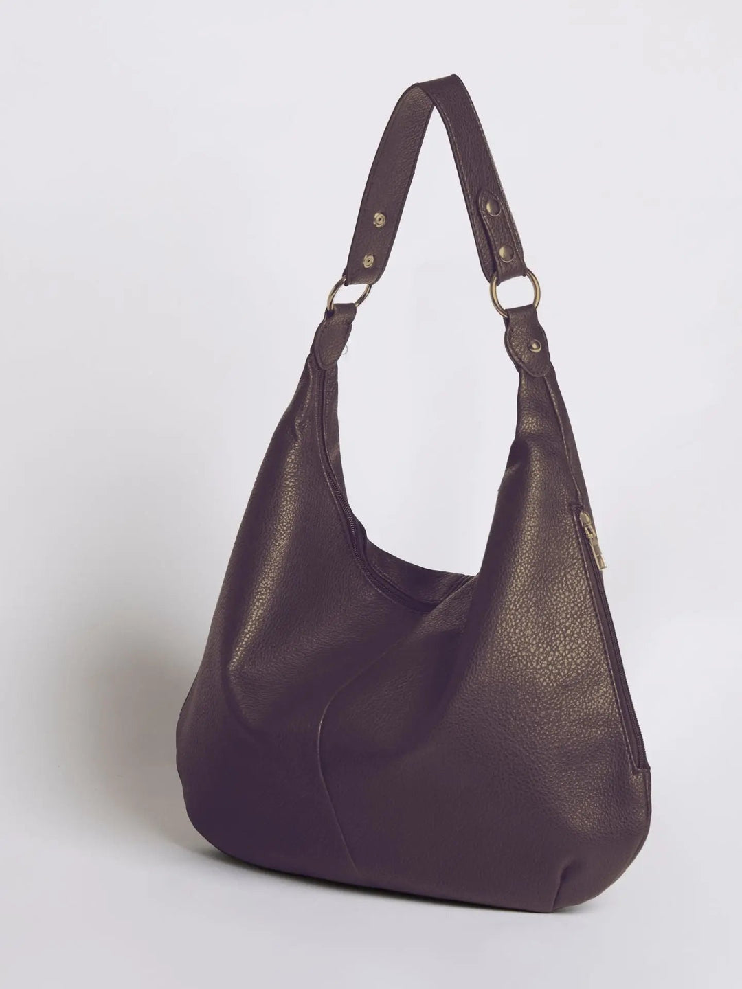Teresina | Schlichte schwarze Leder‑Hobo‑Bag