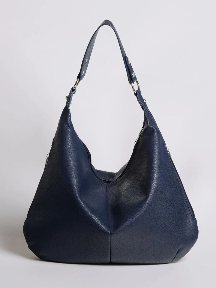 Teresina | Schlichte schwarze Leder‑Hobo‑Bag