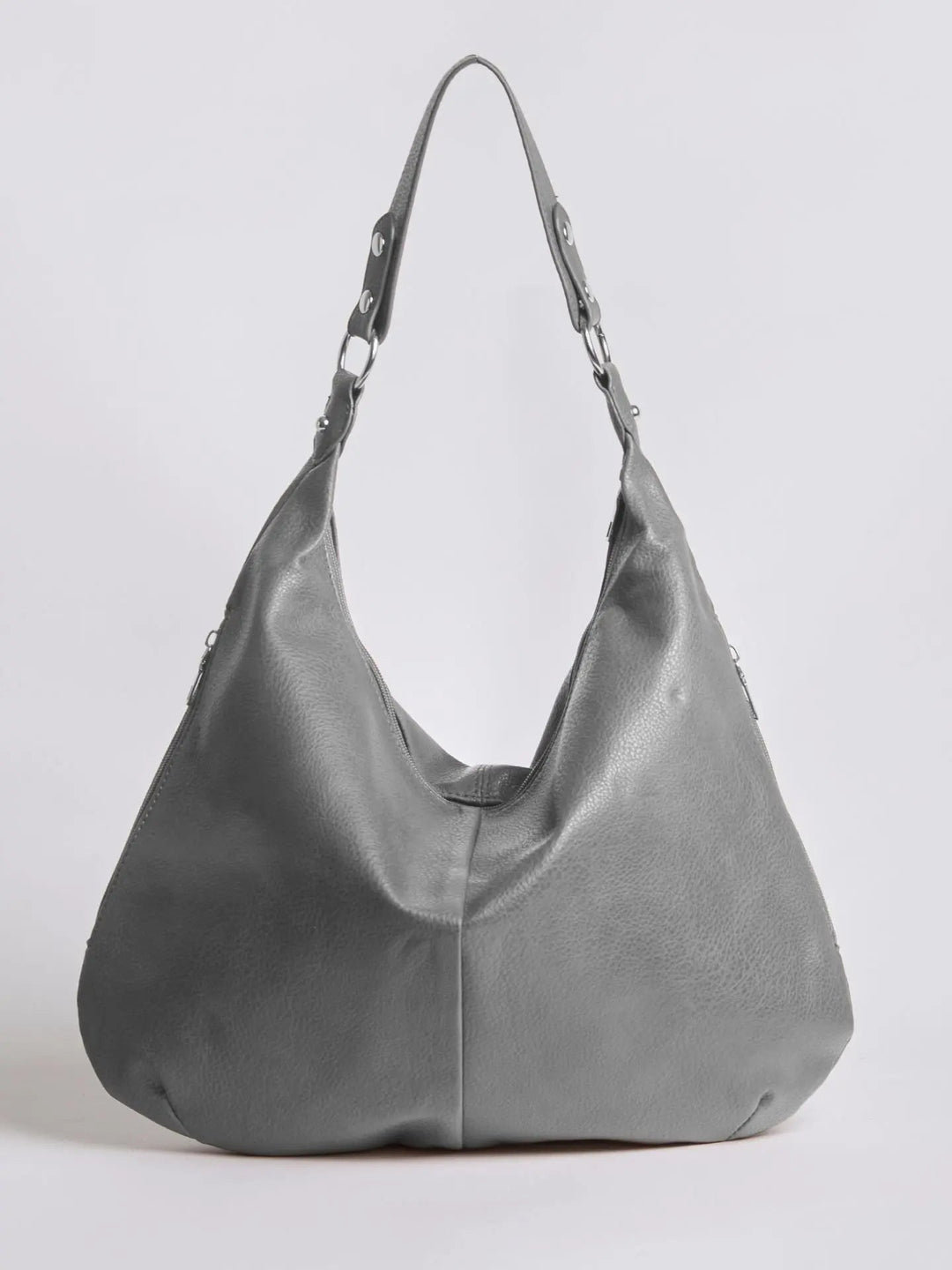 Teresina | Schlichte schwarze Leder‑Hobo‑Bag