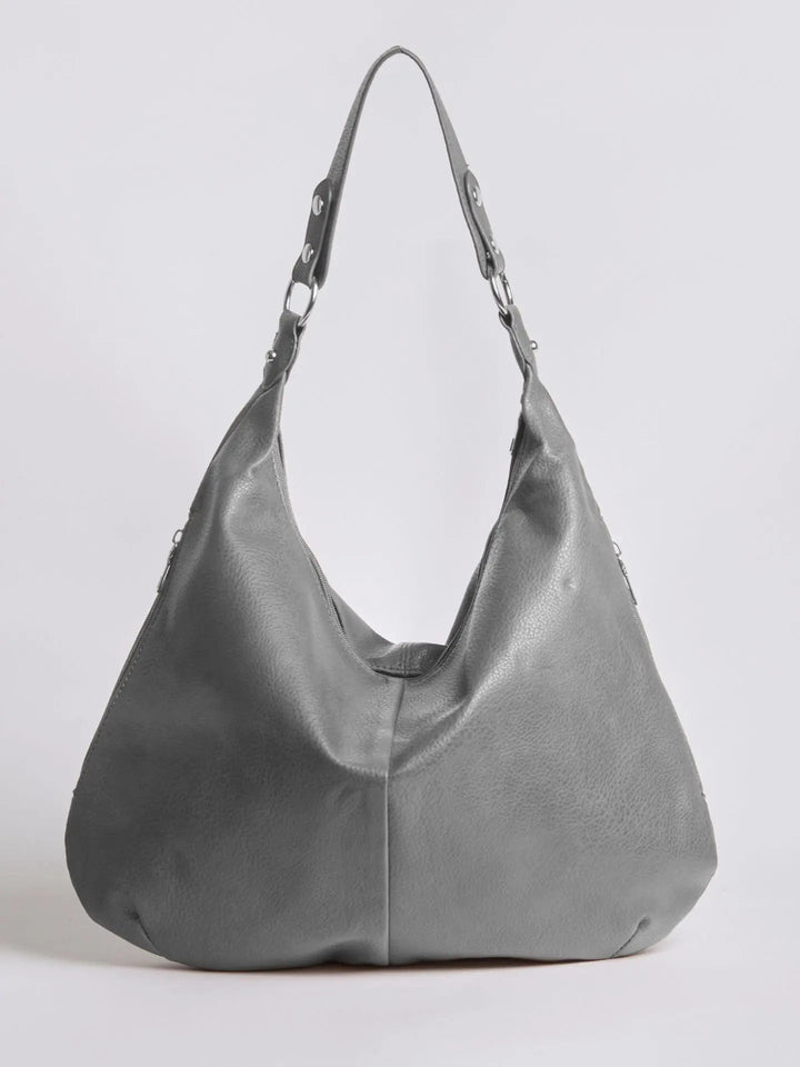 Teresina | Schlichte schwarze Leder‑Hobo‑Bag